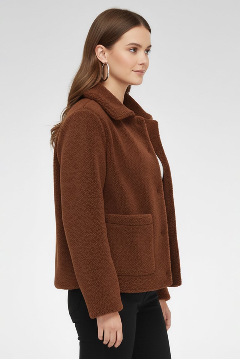 Rebecca Minkoff Women Long Sleeve Faux Fur Jacket, Brown - Image 5